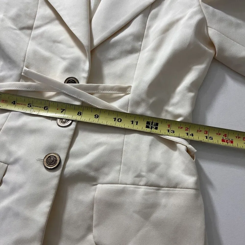 Vintage Sandro Blazer Jacket Women’s 38 Lace Up‎ White Chic